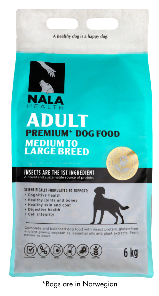Six kilogram Nala Health adult medium to large breed dog food bag